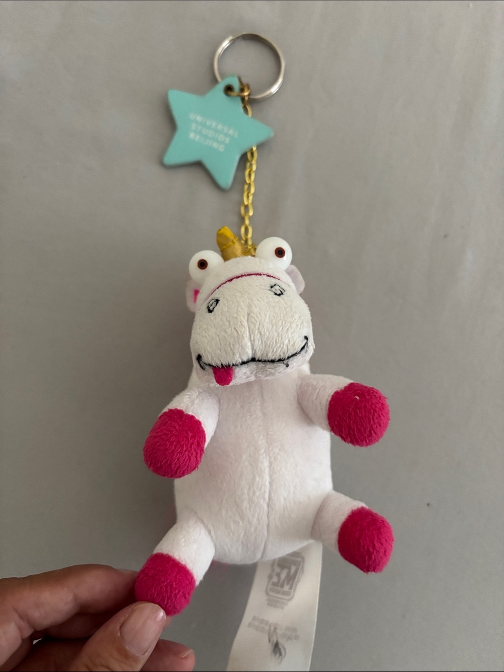 Despicable Me Universal Studios White & Pink Unicorn Keychain Plush